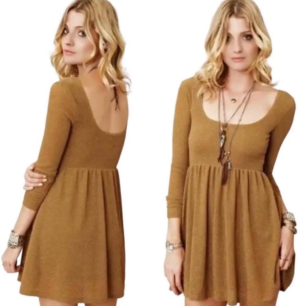 Free People Gold Metallic Dress M